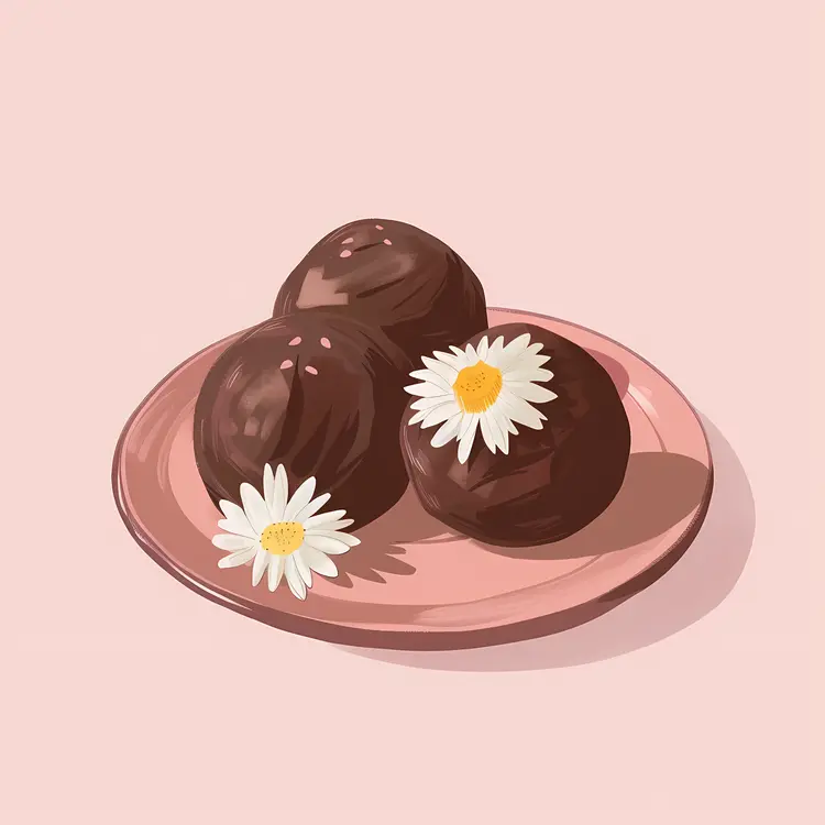 Chocolate Balls on a Plate with Flowers