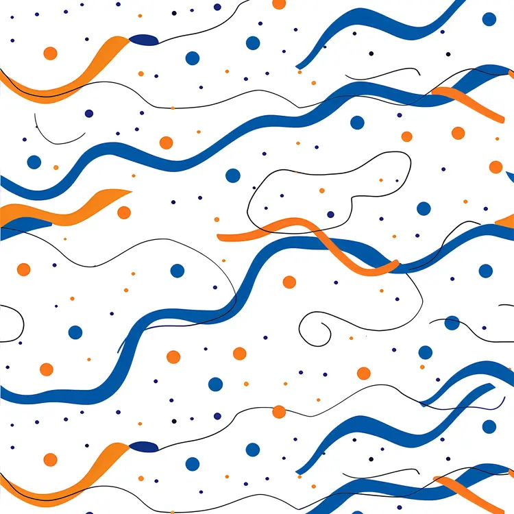 Abstract Art with Blue and Orange Wavy Lines