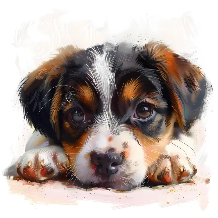 Sleepy Puppy on White Background