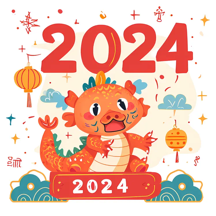 Charming Orange Dragon for 2024 New Year