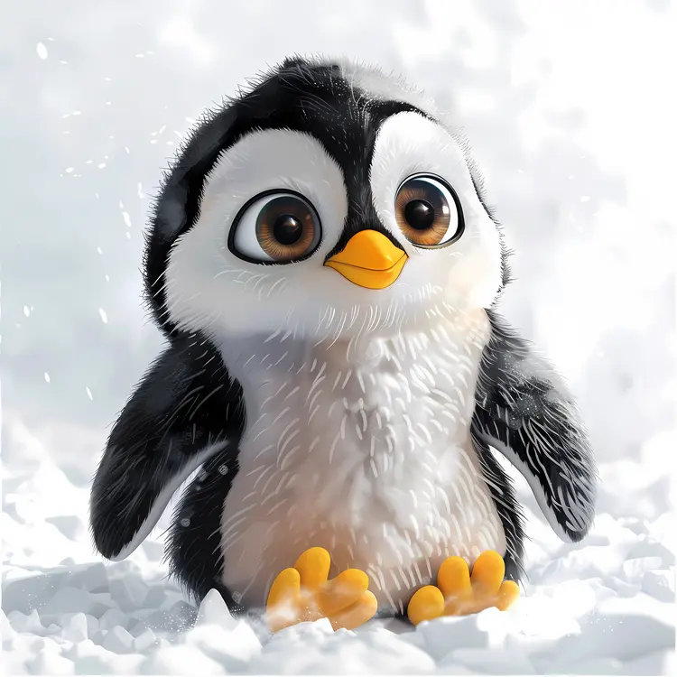 Adorable Baby Penguin in Snow