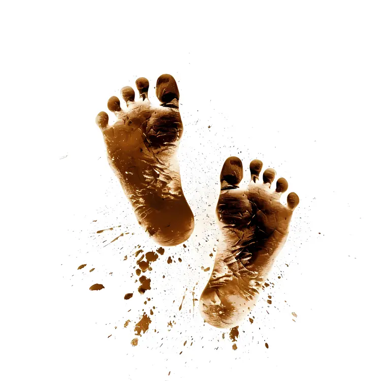 Brown Footprints with Splatter Art