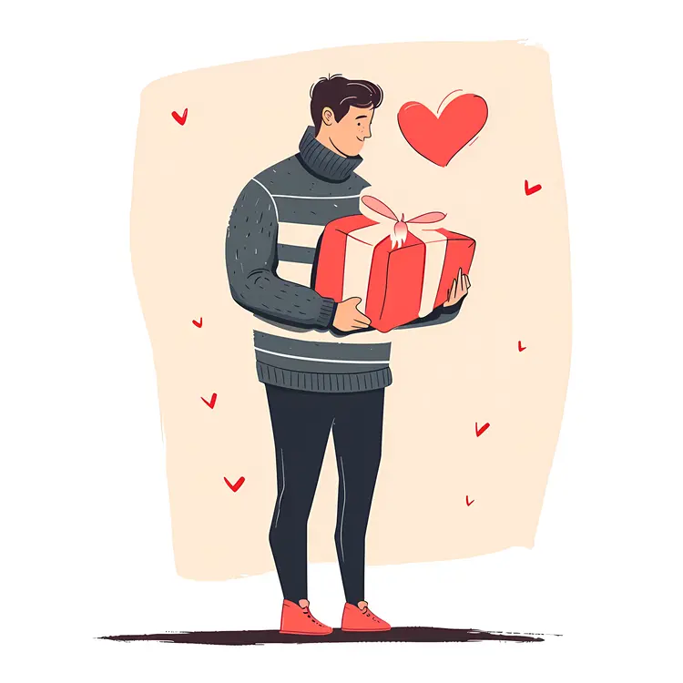 Person Holding Gift with Hearts