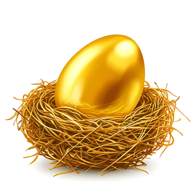 Golden Egg in a Nest for Easter