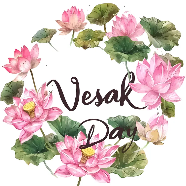Vesak Day Wreath with Pink Lotus Flowers