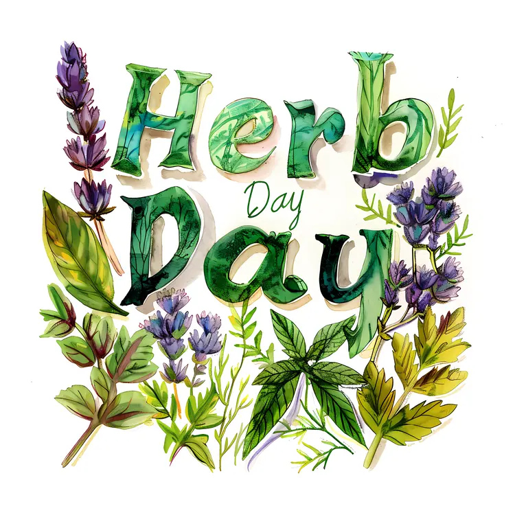 Herb Day Celebration with Botanical Illustrations