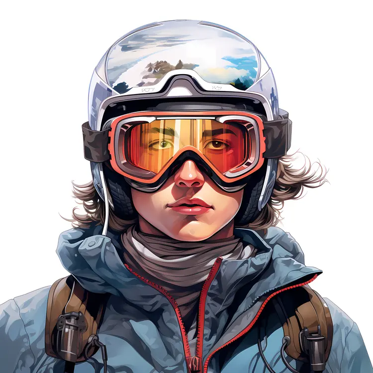 Man with Ski Helmet and Goggles