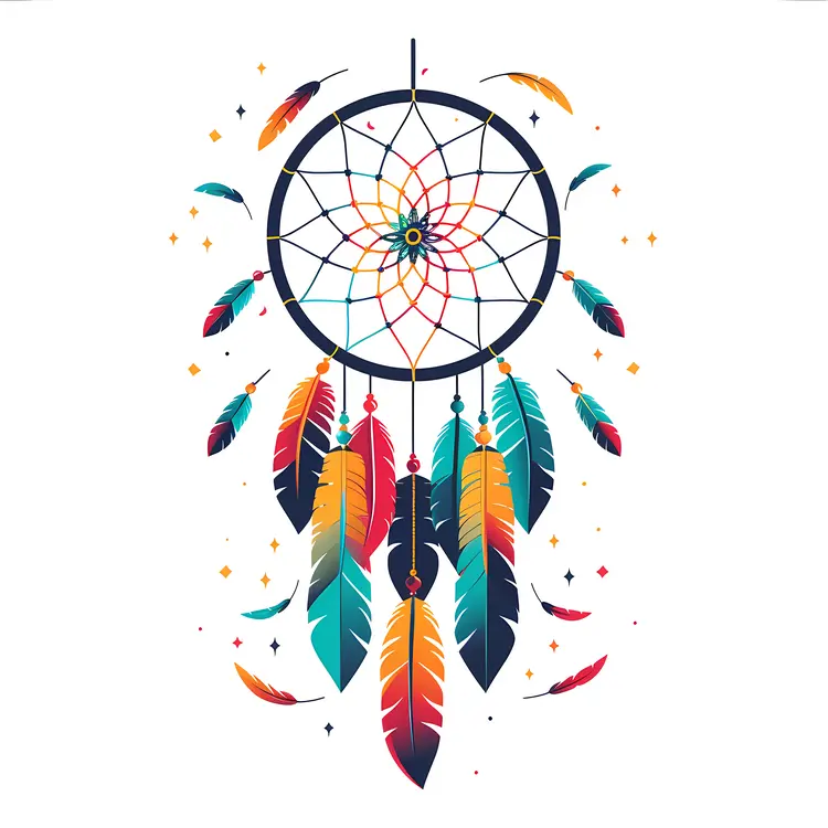 Colorful Dreamcatcher with Bright Feathers