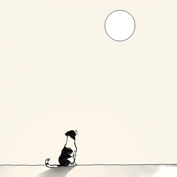 Dog and Sun Minimalist Illustration