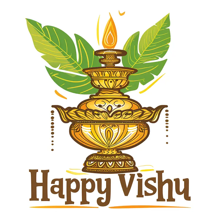 Happy Vishu with Traditional Lamp