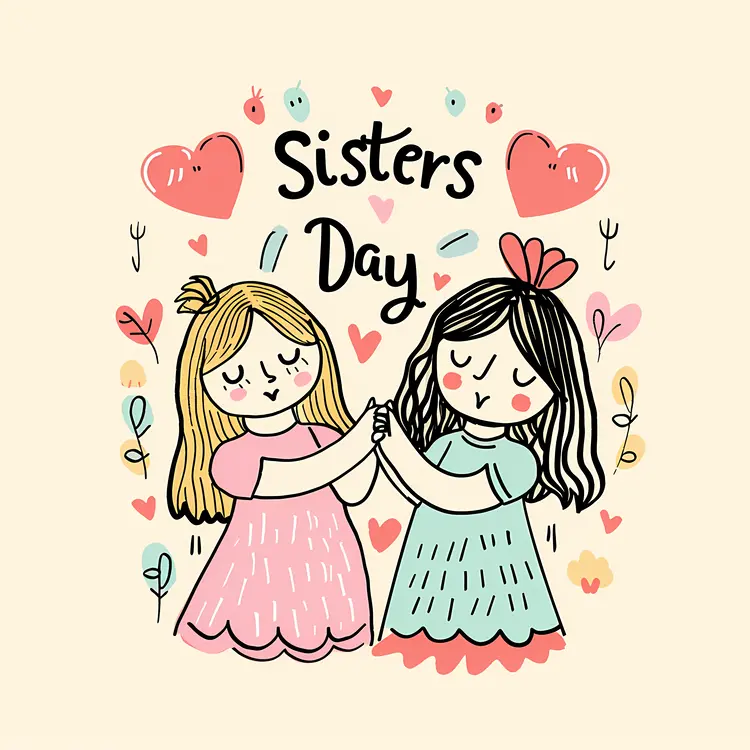 Cute Sisters Day Celebration Illustration