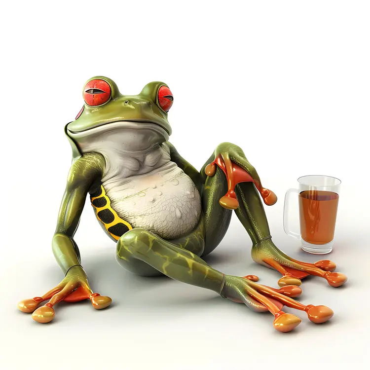 Chill Frog Cartoon with a Drink