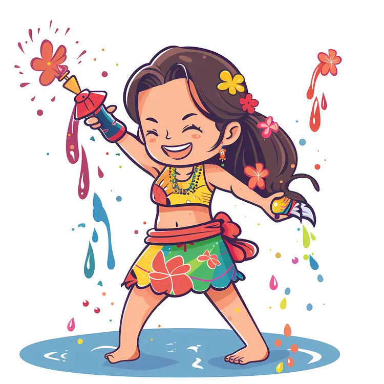 Girl Playing with Water Gun