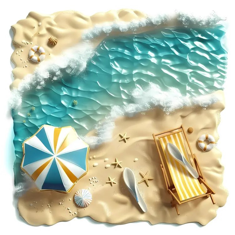 Waves and Beach Scene