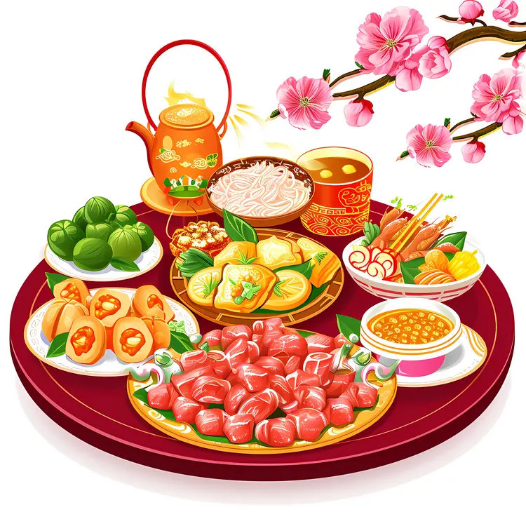 Traditional Asian Cuisine with Tea