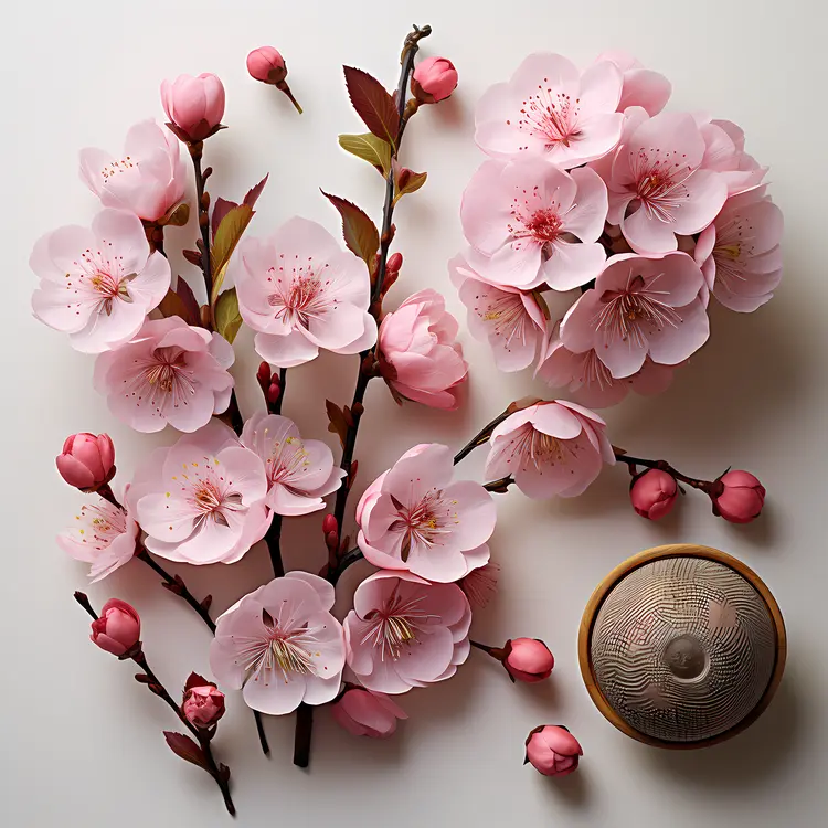 Beautiful Pink Cherry Blossoms with Buds