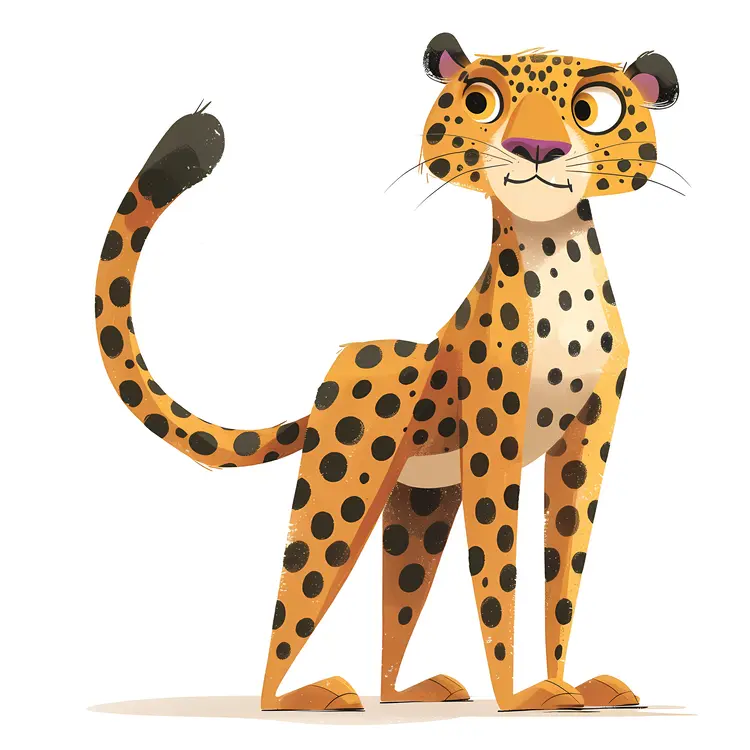 Standing Leopard Cartoon Illustration