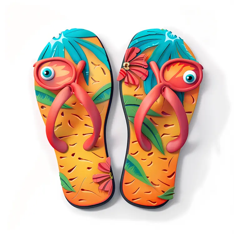 Colorful Flip Flops with Fish Design