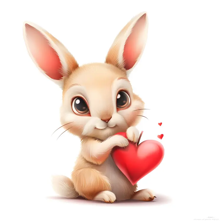 Cute Bunny Holding a Heart