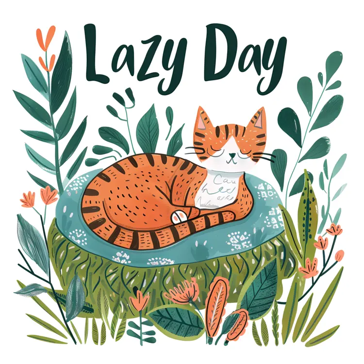Lazy Day with Cute Cat Illustration