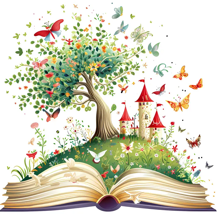 Castle and Butterflies Emerging from a Book