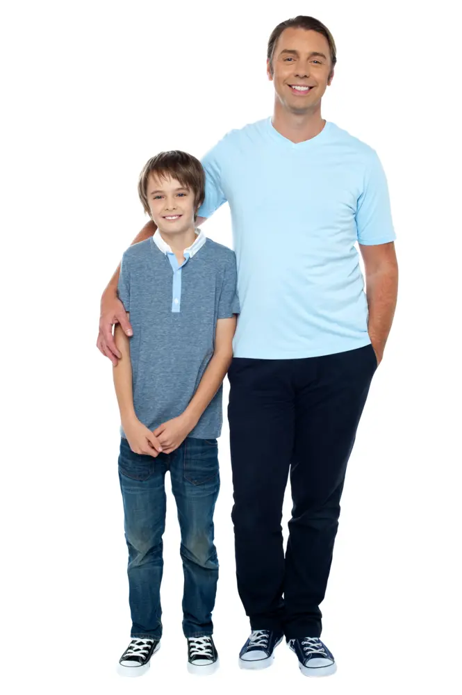 Father and Son Smiling Together