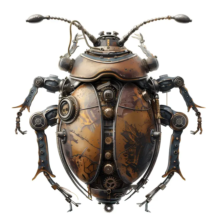 Steampunk Mechanical Beetle with Antennae