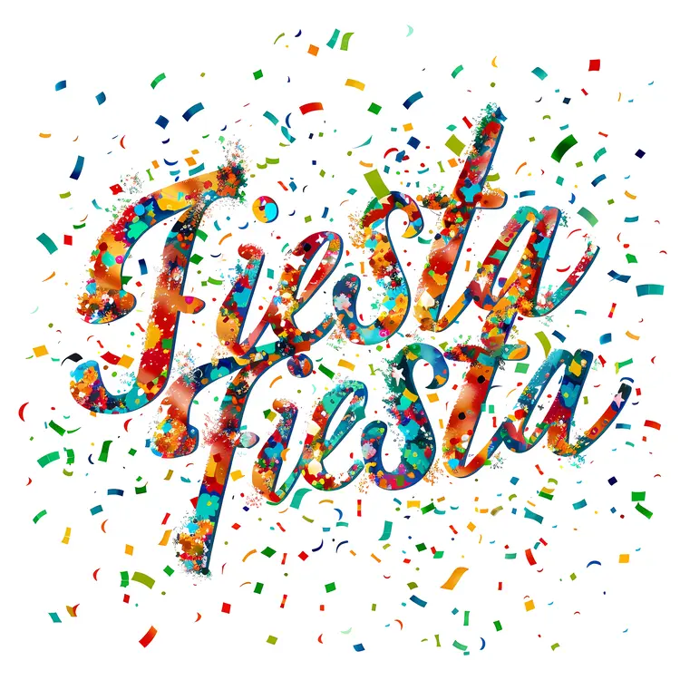 Fiesta Text with Confetti