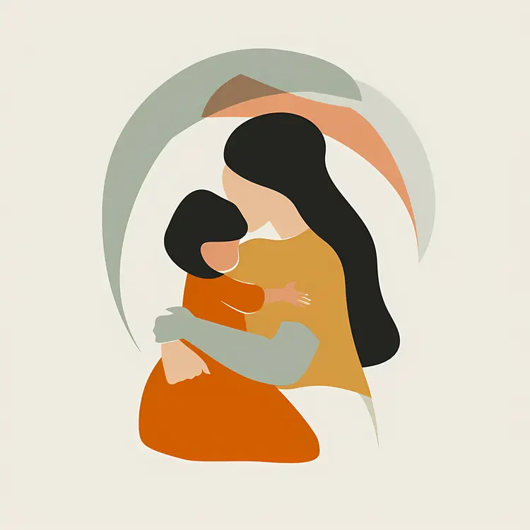 Mother and Child Hugging Illustration