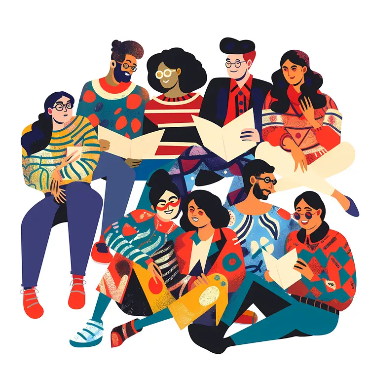 Group of Friends Reading Together
