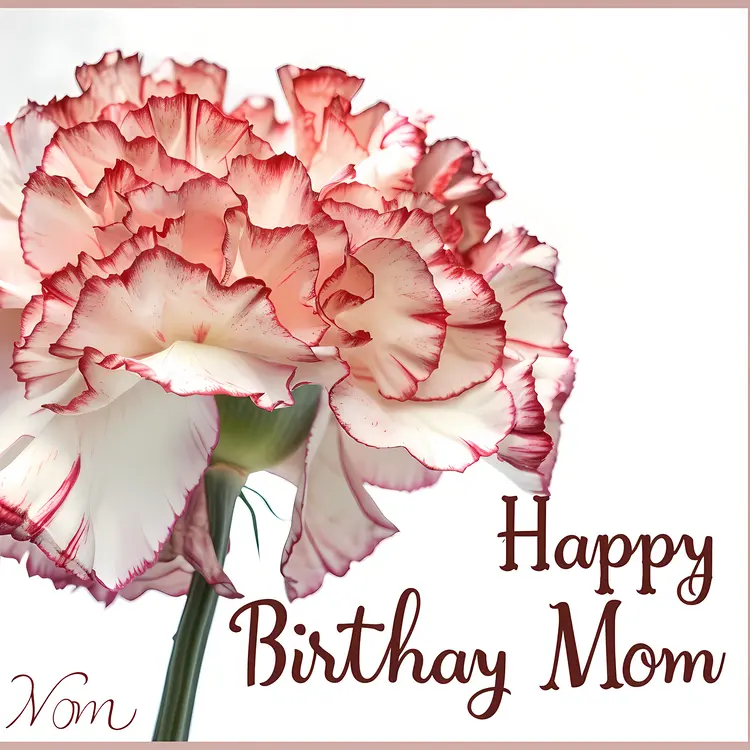 Pink and White Flower Happy Birthday Mom