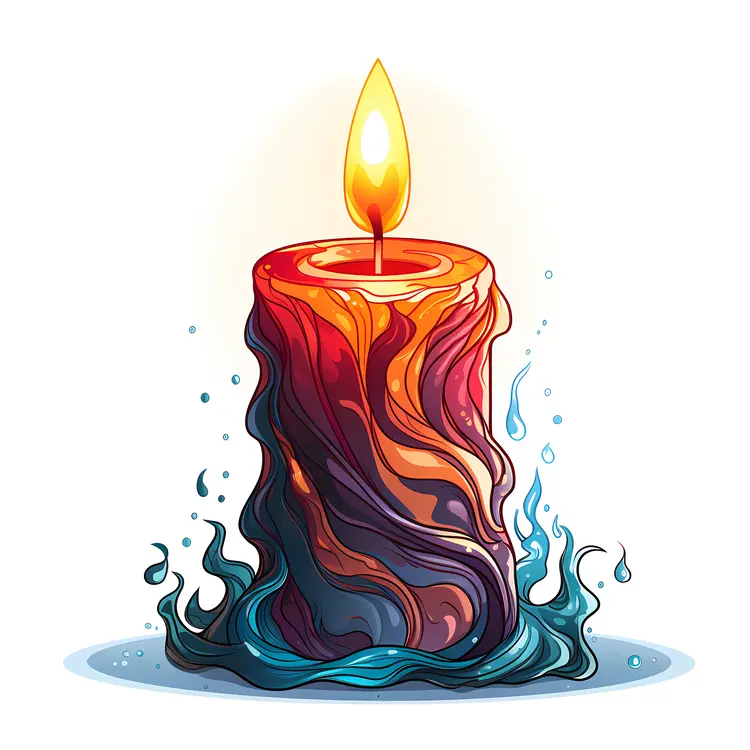Colorful Candle with Bright Flame