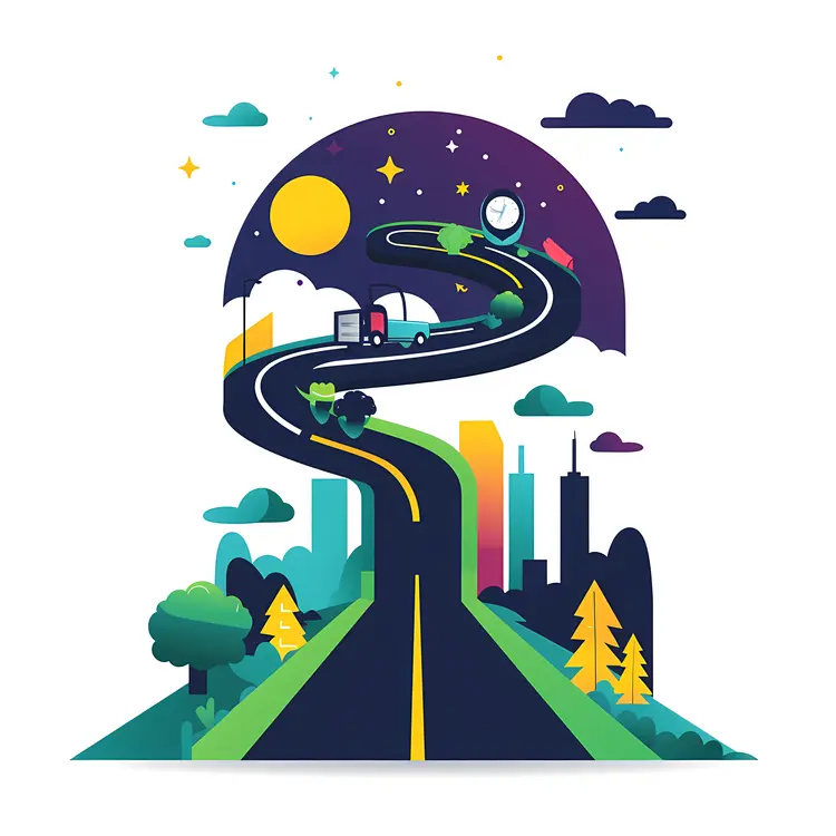 Night Road Leading to City