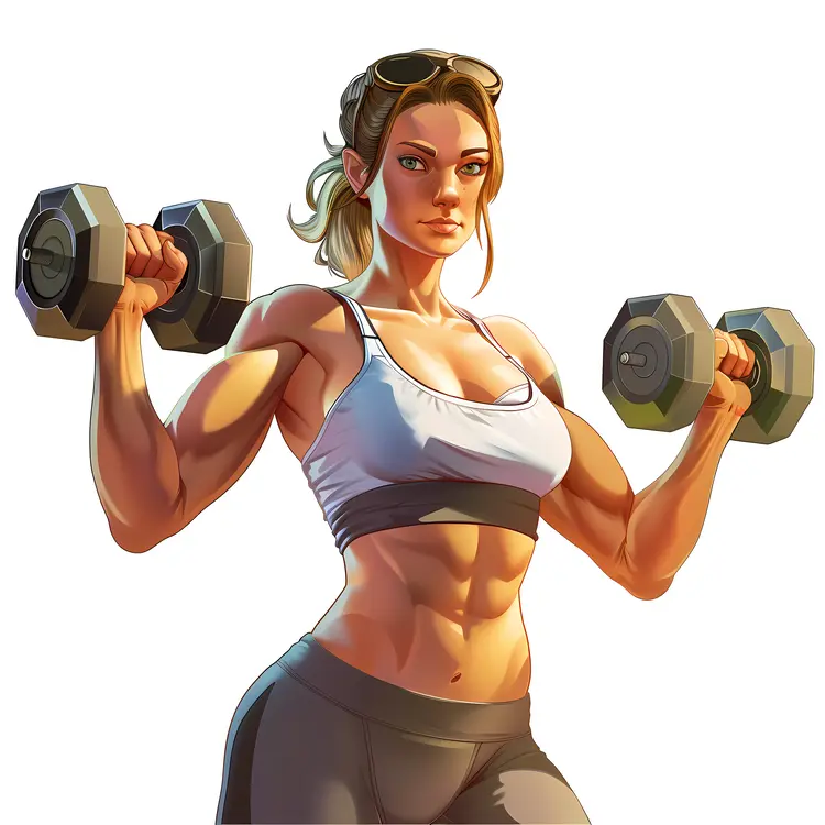 Strong Woman Lifting Dumbbells