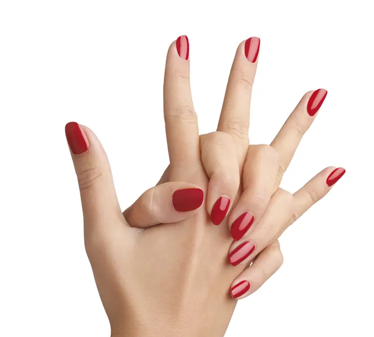 Red Nails on Hands