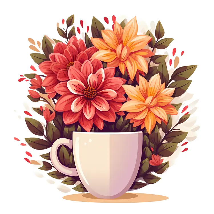 Orange and Yellow Flowers in a Cup