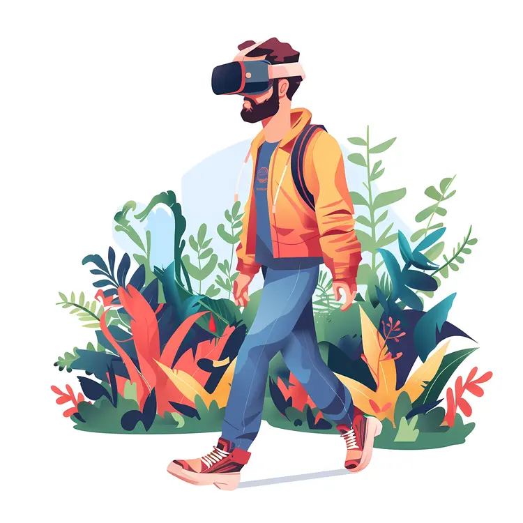 Man with VR Headset in Nature