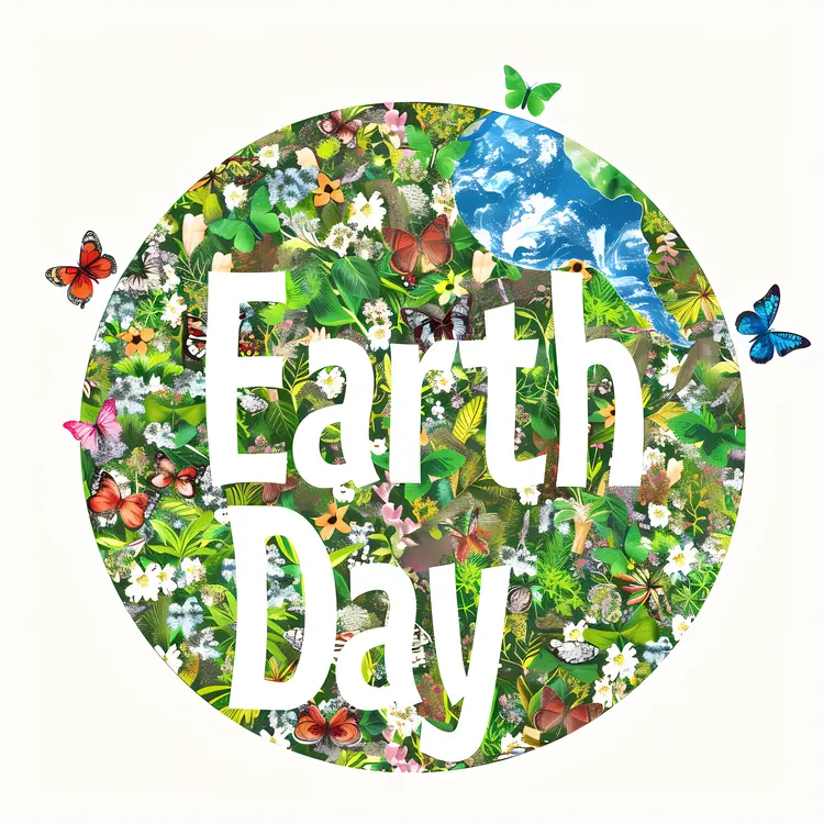 Earth Day with Flowers and Butterflies