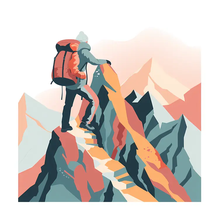 Hiker on Mountain Ridge