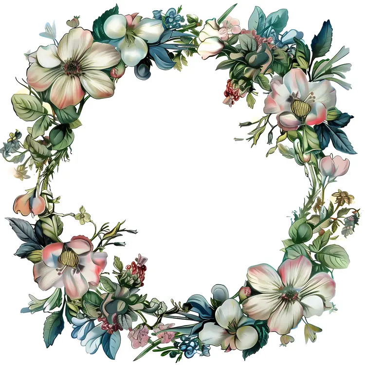 Floral Wreath with Greenery and Flowers