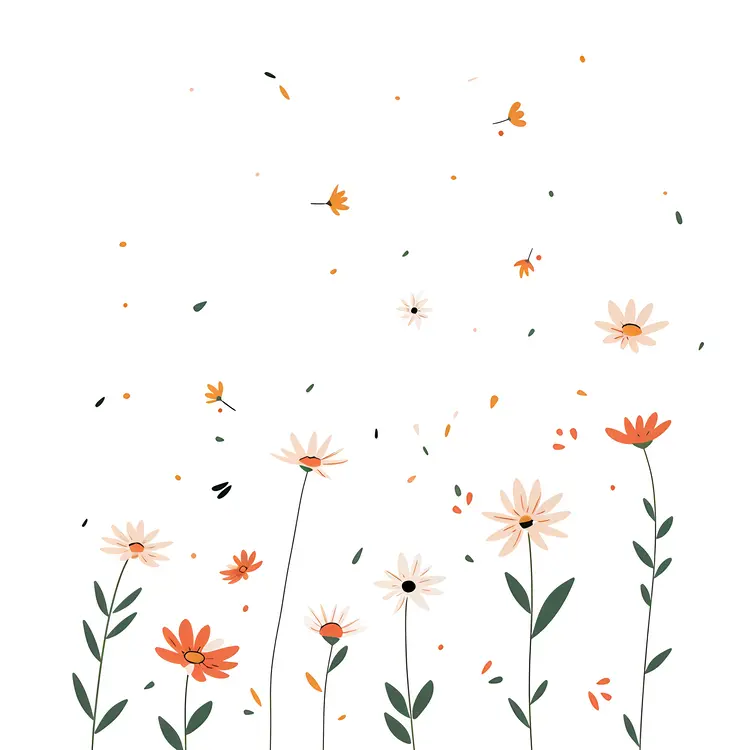 Simple Flowers with Falling Petals