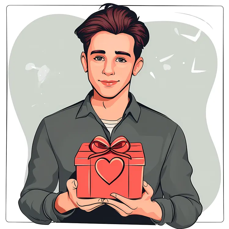 Man Holding a Heart-Shaped Gift