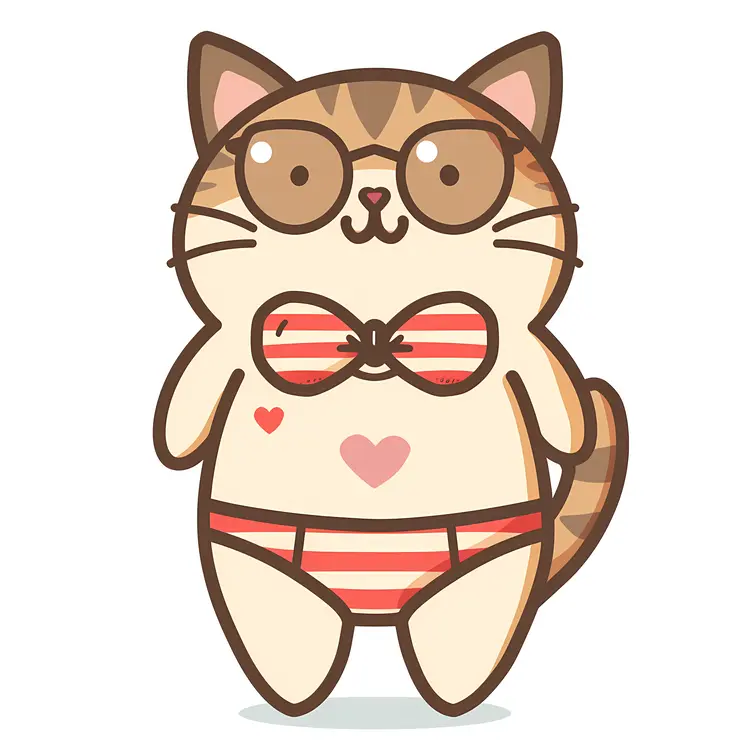 Cute Cartoon Cat in Bikini