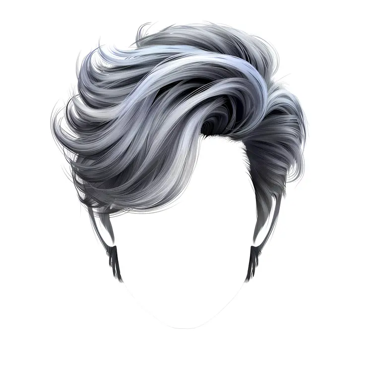 Gray Wavy Hair Illustration