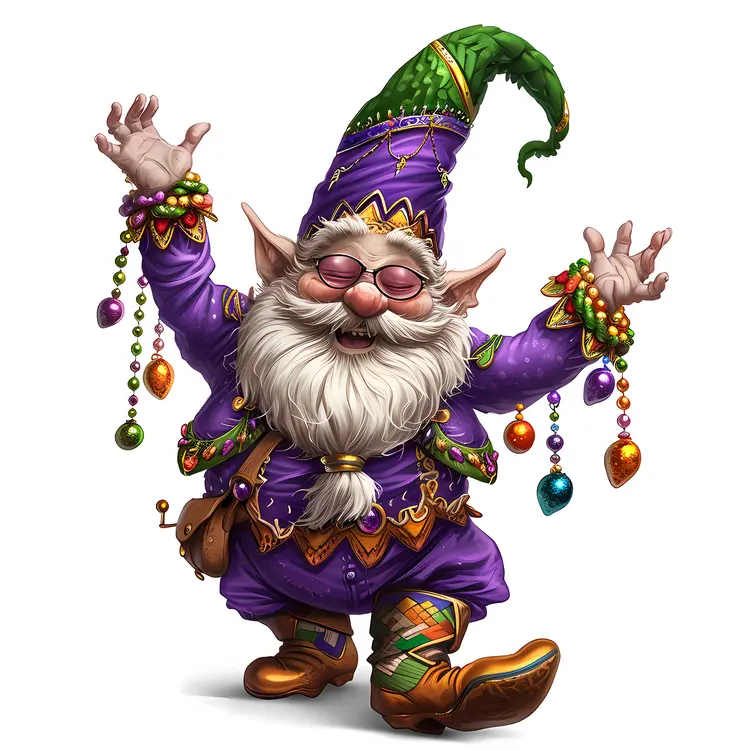 Purple Fantasy Gnome with Beads