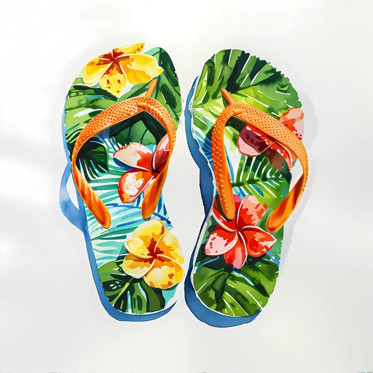 Colorful Floral Flip Flops