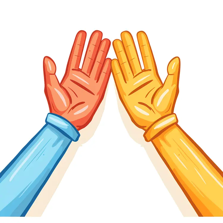 High Five with Red and Yellow Sleeves