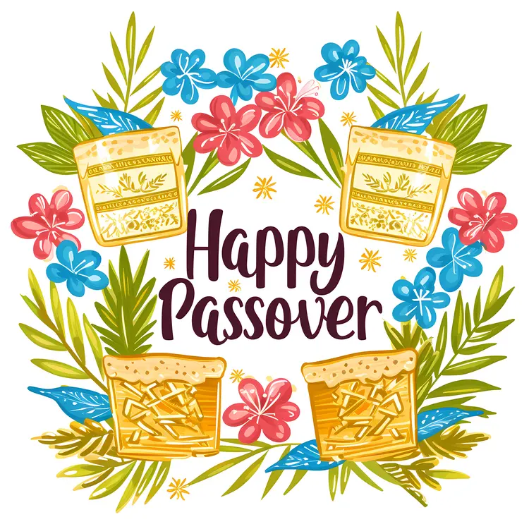 Happy Passover with Flowers and Matzah