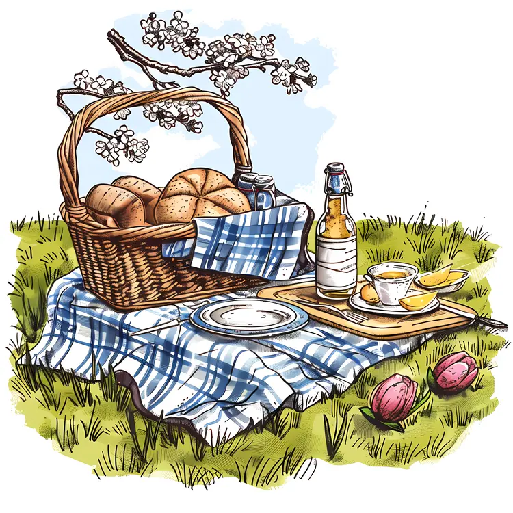 Picnic with Bread and Lemonade