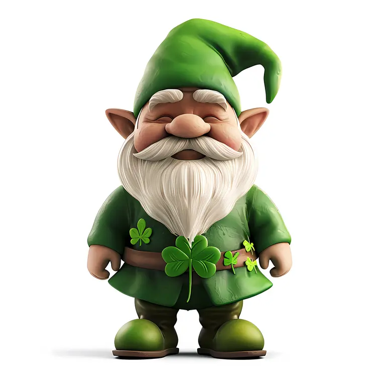 Green Gnome with Shamrock Decorations